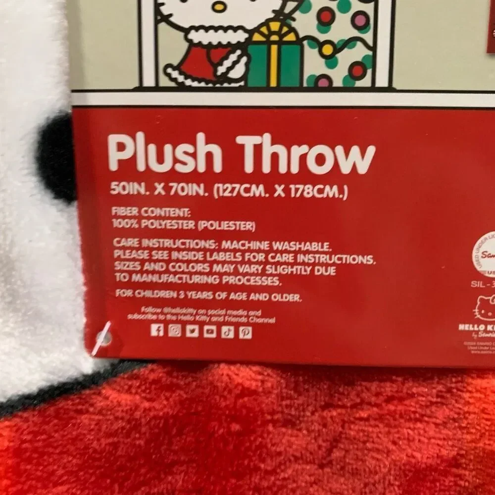 Hello kitty candy cane Christmas blanket